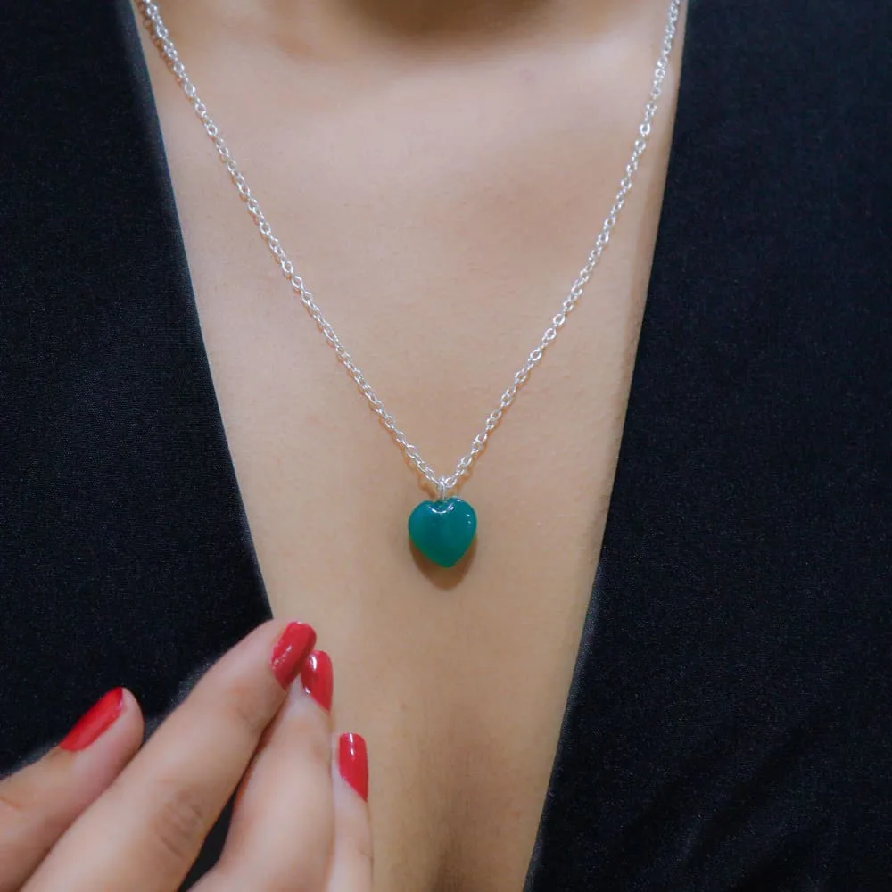 Pastel sea green gemstone handmade beaded pendant necklace set at ₹3450 |  Azilaa
